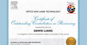 Professor Dawei Liang do Departamento de Física homenageado pela OPTICS AND LASE