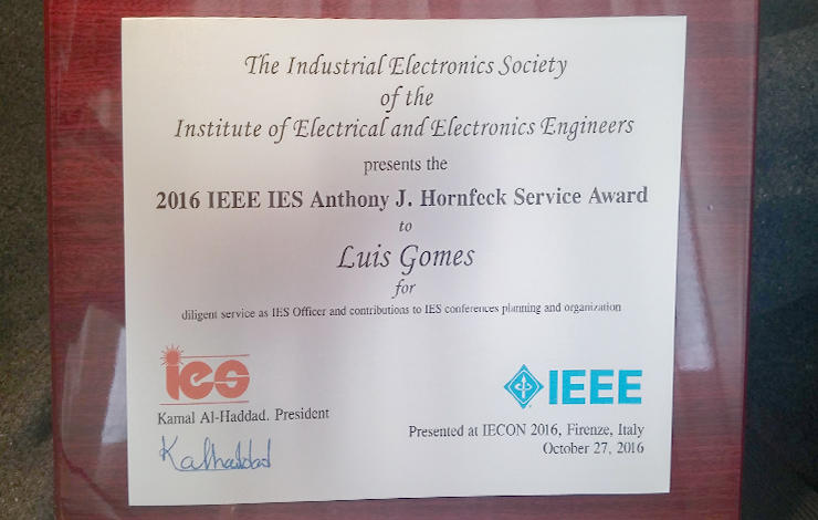 “2016 IEEE IES Anthony J. Hornfeck Service Award”
